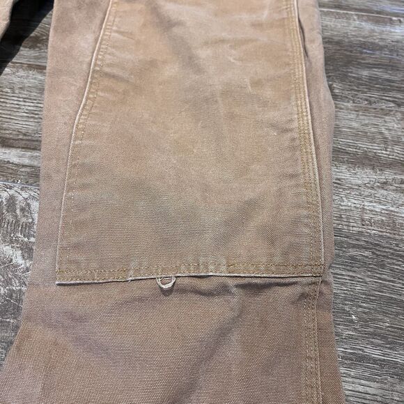 Round House Overalls Mens 44x32 Brown Duck Canvas Double Knee Bib Hammer Loop - Picture 2 of 15